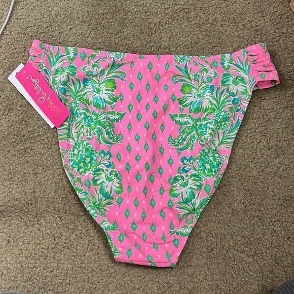 Lilly Pulitzer Pink Shandy Oh Diamond Girl High Waisted Clancy Bikini Bottom - Picture 6 of 8